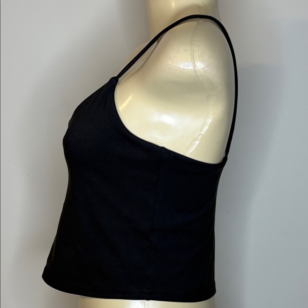 ETHOS Black Spaghetti Strap Crop Top Shelf Bra Size M - Picture 5 of 6